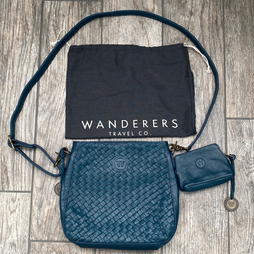NWOT Wanderers Travel Co TRENTINO Leather Purse & VENETIAN Card Wallet AZZURRA